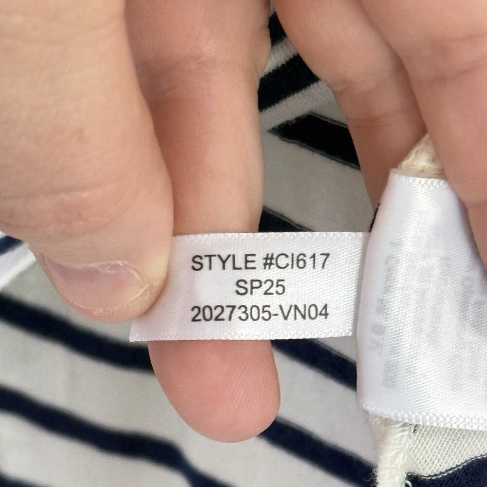 J. Crew Vintage Jersey Johnny-Collar Shirt Navy White Stripe Womens Size Large - Picture 4 of 8
